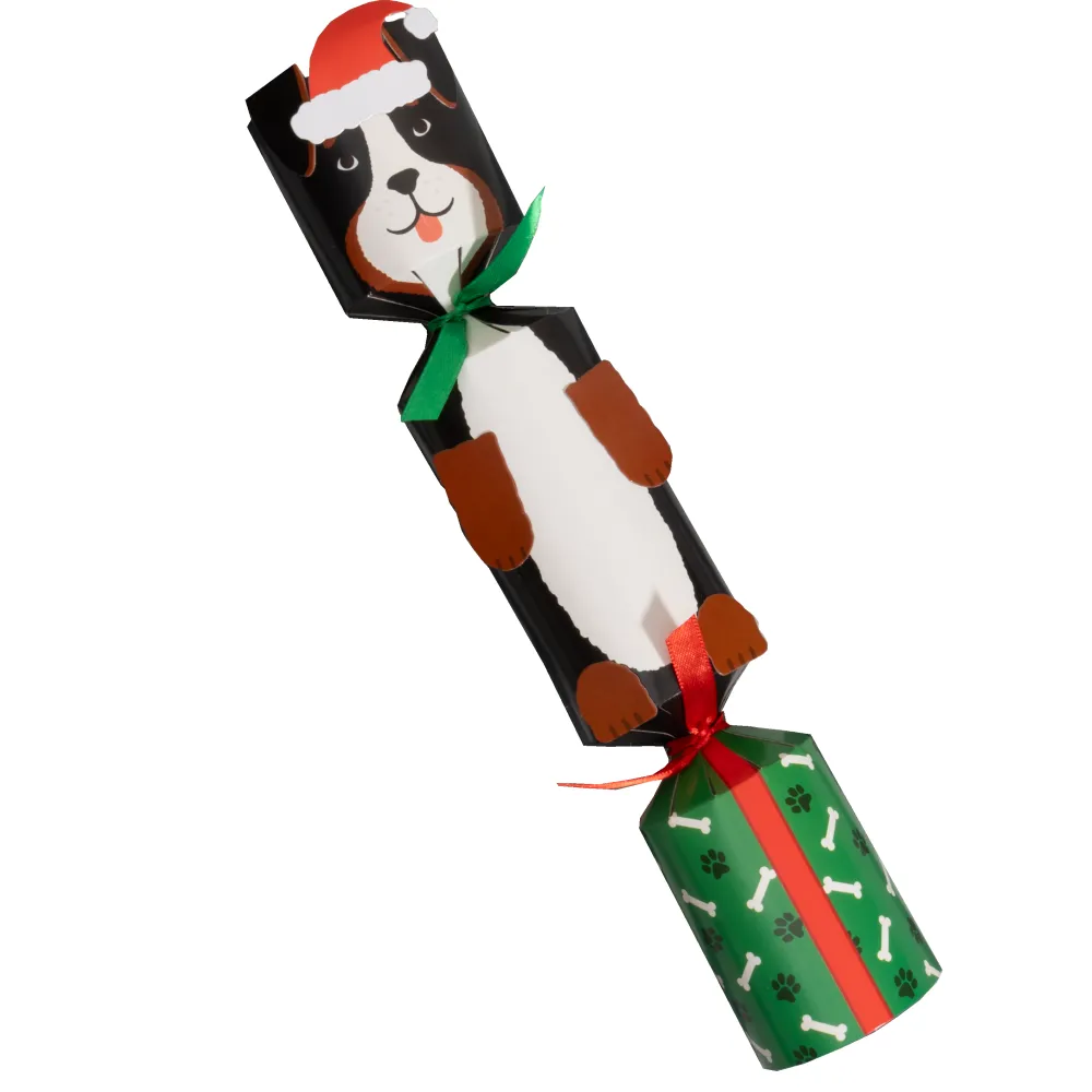 Caspari Christmas Crackers|Santa Hat Dog Pet Favors - includes 1 Pet Favors