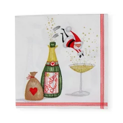 Caspari Christmas Napkins|Paper Cocktail Napkins|Santa Splash Cocktail Napkins - 20 Per Package
