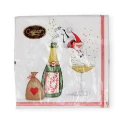 Caspari Christmas Napkins|Paper Cocktail Napkins|Santa Splash Cocktail Napkins - 20 Per Package