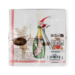 Caspari Christmas Napkins|Paper Cocktail Napkins|Santa Splash Cocktail Napkins - 20 Per Package