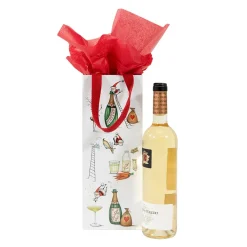 Caspari Christmas Gift & Bottle Bags|Gift & Bottle Bags|Santa Splash Wine & Bottle Gift Bag - 1 Each