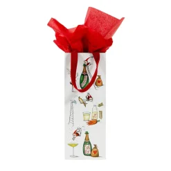 Caspari Christmas Gift & Bottle Bags|Gift & Bottle Bags|Santa Splash Wine & Bottle Gift Bag - 1 Each