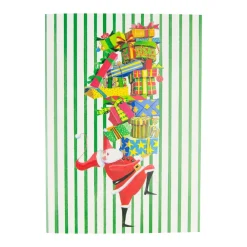 Caspari Christmas And Holiday Cards|Boxed Holiday Cards|Santa With Stack Of Gifts Small Boxed Christmas Cards - includes 15 cards & envelopes