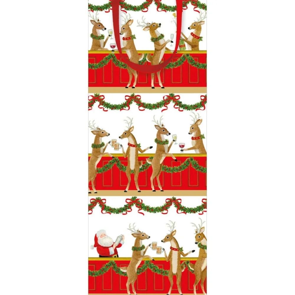 Caspari Christmas Gift & Bottle Bags|Gift & Bottle Bags|Santa'S Bar Gift Bags - includes 1 Gift Bags