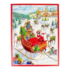 Caspari Christmas And Holiday Cards|Boxed Holiday Cards|Santa's Sleigh Boxed Christmas Cards - 15 Christmas Cards & 15 Envelopes