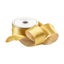 Caspari Christmas Ribbons & Bows|Ribbons & Bows|Satin Ivory & Gold Reversible Wired Ribbon -10 Yard Spool