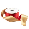 Caspari Christmas Ribbons & Bows|Ribbons & Bows|Satin Red & Gold Reversible Wired Ribbon - 6 Yard Spool