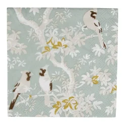 Caspari Paper Cocktail Napkins|Scenic Songbirds Celadon Cocktail Napkins - 20 Per Package