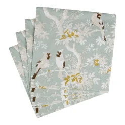 Caspari Paper Cocktail Napkins|Scenic Songbirds Celadon Cocktail Napkins - 20 Per Package