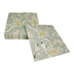 Caspari Paper Luncheon Napkins|Scenic Songbirds Celadon Luncheon Napkins - 20 Per Package