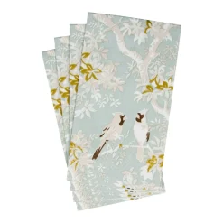 Caspari Paper Guest Towels|Scenic Songbirds Celadon Guest Towel Napkins - 15 Per Package
