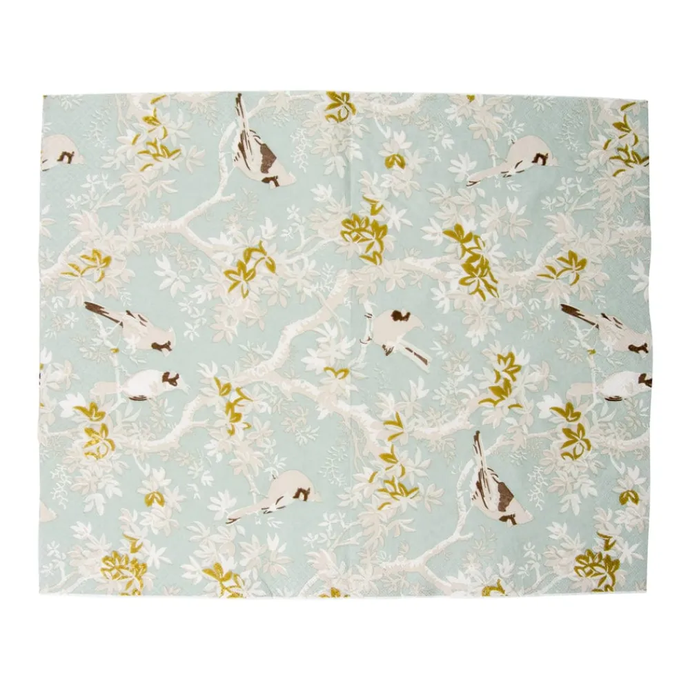 Caspari Paper Guest Towels|Scenic Songbirds Celadon Guest Towel Napkins - 15 Per Package