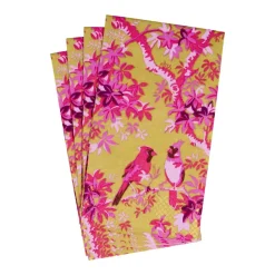 Caspari Paper Guest Towels|Scenic Songbirds Rose & Gold Guest Towel Napkins - 15 Per Package