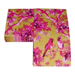 Caspari Paper Guest Towels|Scenic Songbirds Rose & Gold Guest Towel Napkins - 15 Per Package