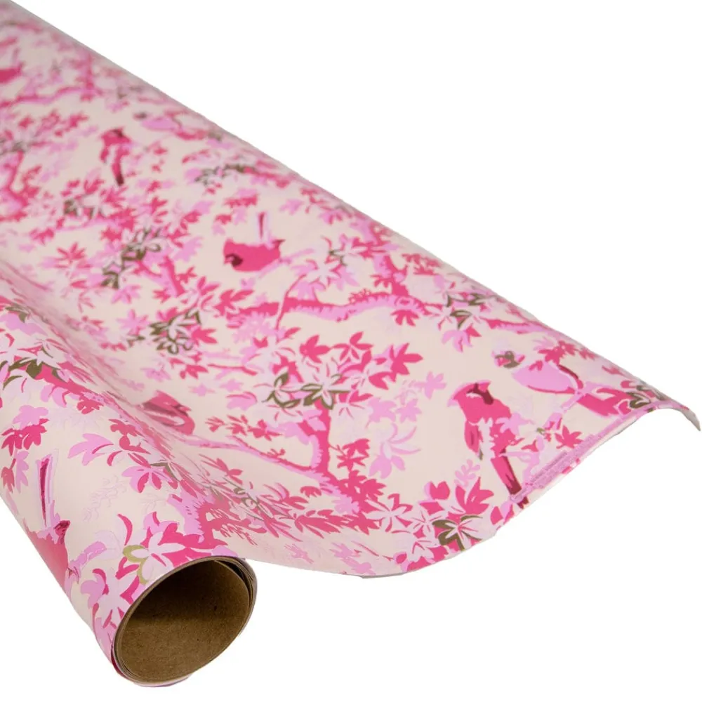 Caspari Christmas Wrapping Paper|Wrapping Paper|Scenic Songbirds Rose Gift Wrap - One 30" X 8' Roll