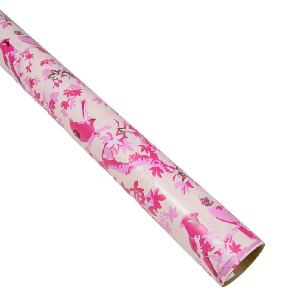 Caspari Christmas Wrapping Paper|Wrapping Paper|Scenic Songbirds Rose Gift Wrap - One 30" X 8' Roll