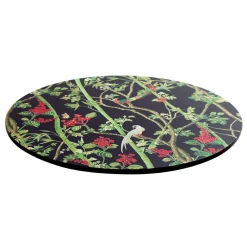 Caspari Lacquerware|Lacquer Trays And Accessories|Scots Wallpaper Round Lacquer Placemat in Black - 1 Each