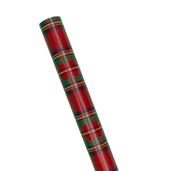 Caspari Christmas Wrapping Paper|Scottish Tartan Red Roll Wrap - includes 1 Roll
