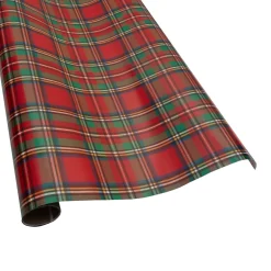 Caspari Christmas Wrapping Paper|Scottish Tartan Red Roll Wrap - includes 1 Roll