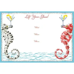 Caspari Invitations|Seahorses and Shell Invitations - 8 Fill-In Invitations & 8 Envelopes