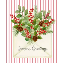 Personalization by Caspari Personalized Holiday Cards|Personalized Christmas Cards|Season's Greetings Of Greenery Personalized Christmas Cards