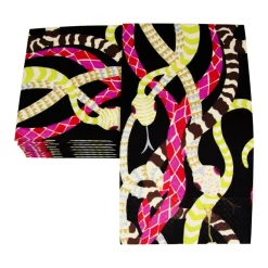 Caspari Christmas Napkins|Paper Guest Towels|Serpentine Black Guest Towel Napkins - 15 Per Package