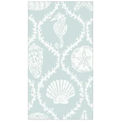 Caspari Paper Guest Towels|Seychelles Paper Guest Towel Napkins in Aqua - 15 Per Package
