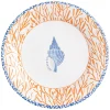 Caspari Paper Dinner Plates|Shell Toile Dinner Plates in Coral & Blue - 8 Per Package