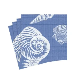 Caspari Paper Cocktail Napkins|Shells Ocean Blue Cocktail Napkin - package of 20
