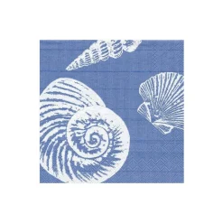 Caspari Paper Cocktail Napkins|Shells Ocean Blue Cocktail Napkin - package of 20