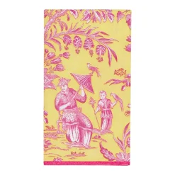 Caspari Paper Guest Towels|Silk Road Toile Chartreuse Guest Towel Napkins - 15 Per Package