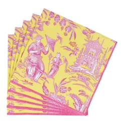 Caspari Paper Luncheon Napkins|Silk Road Toile Chartreuse Luncheon Napkins - 20 Per Package
