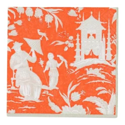 Caspari Paper Cocktail Napkins|Silk Road Toile Mandarin Cocktail Napkins - 20 Per Package