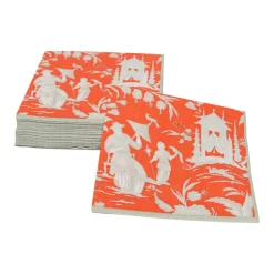 Caspari Paper Cocktail Napkins|Silk Road Toile Mandarin Cocktail Napkins - 20 Per Package
