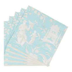 Caspari Paper Luncheon Napkins|Capri|Silk Road Toile Robin's Egg Luncheon Napkins - 20 Per Package