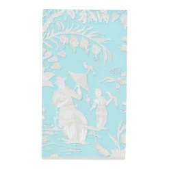 Caspari Paper Guest Towels|Silk Road Toile Robin's Egg Guest Towel Napkins - 15 Per Package
