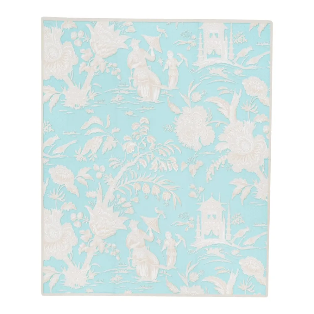 Caspari Paper Guest Towels|Silk Road Toile Robin's Egg Guest Towel Napkins - 15 Per Package