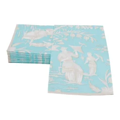 Caspari Paper Guest Towels|Silk Road Toile Robin's Egg Guest Towel Napkins - 15 Per Package