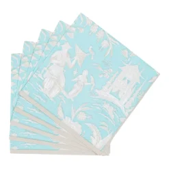 Caspari Paper Cocktail Napkins|Capri|Silk Road Toile Robin's Egg Cocktail Napkins - 20 Per Package