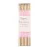 Caspari Birthday|Slim Birthday Candles in Petal Pink & Gold - 16 Candles Per Package