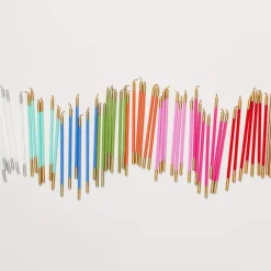 Caspari Birthday|Slim Birthday Candles in Petal Pink & Gold - 16 Candles Per Package