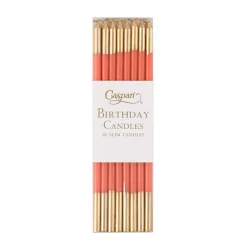 Caspari Graduation Celebration|Birthday|Slim Birthday Candles in Orange & Gold - 16 Candles Per Package