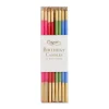 Caspari Birthday|Slim Birthday Candles in Mixed Brights - 16 Candles Per Package