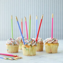 Caspari Birthday|Slim Birthday Candles in Mixed Brights - 16 Candles Per Package