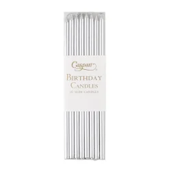 Caspari Birthday|New Year'S|Slim Birthday Candles in Silver - 16 Candles Per Package