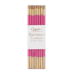 Caspari Birthday|Slim Birthday Candles in Fuchsia & Gold - 16 Candles Per Package