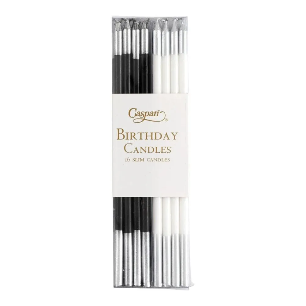 Caspari Birthday|Slim Birthday Candles in Mixed Black & White - 16 Candles Per Package