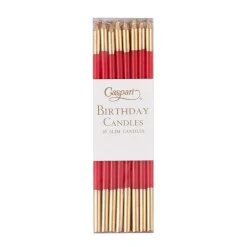 Caspari Graduation Celebration|Birthday|Slim Birthday Candles in Red & Gold - 16 Candles Per Package