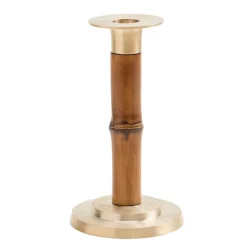 Caspari Lamps & Candle Holders|Candlesticks|Small Bamboo Candlestick in Medium Brown - 1 Each