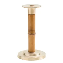 Caspari Lamps & Candle Holders|Candlesticks|Small Bamboo Candlestick in Light Brown - 1 Each